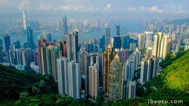 在香港城市景观峰值空中轮廓线